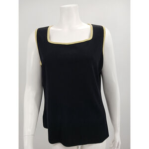 Exclusively Misook Womens Black Yellow Tank Top Size XL Acrylic